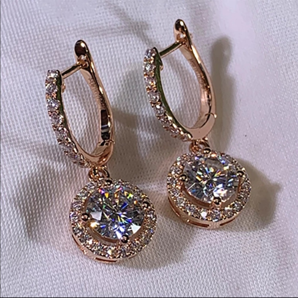 New Women’s Rose Gold Diamond Earrings - Picture 2 of 5